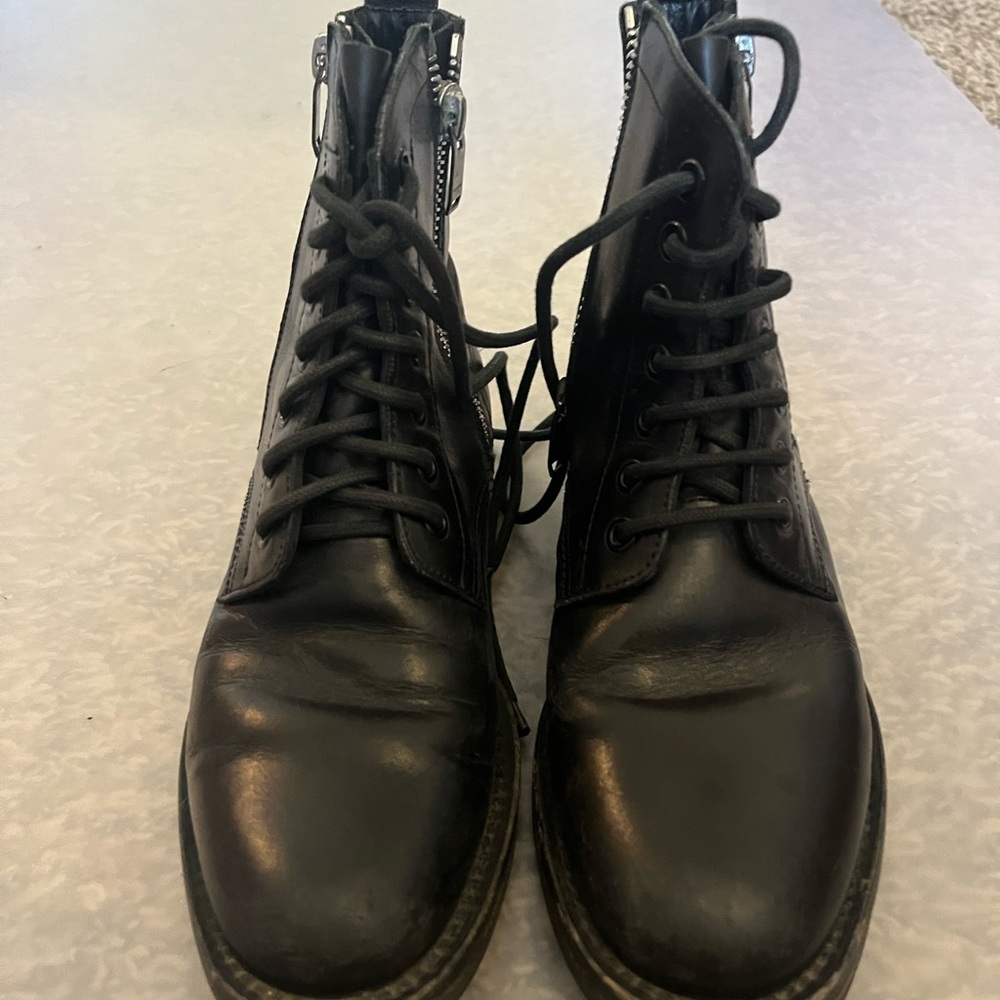 Saint Laurent Black Lace-Up Boots